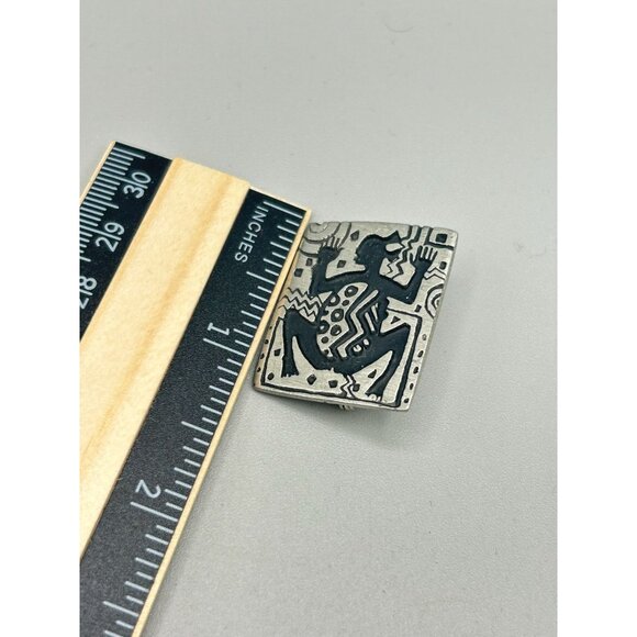 Alice Seely Pewter Fetishes Brooch Pin 1998 Vtg Boho Petroglyph Style Abstract - Picture 8 of 8
